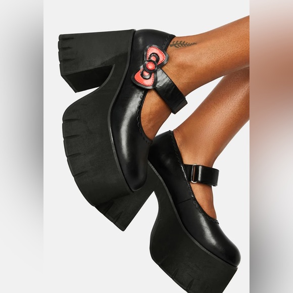 DOLLS KILL x HELLO KITTY Precious Present Faux Leather Platform Mary Janes Black - Picture 14 of 16